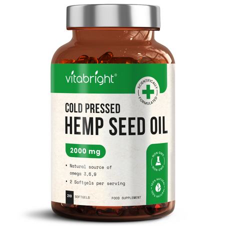 Hemp Seed Oil Capsules - 2000mg, 210 Softgels - Natural Source of Omega 3, 6 & 9