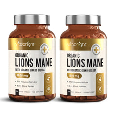 Organic Lion's Mane Capsules With Ginkgo Biloba and Black Pepper