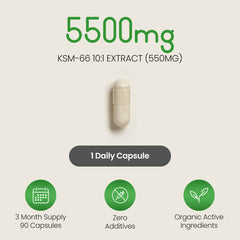 Organic KSM-66 Ashwagandha 550mg with Black Pepper