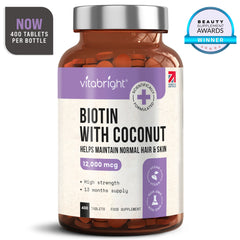 Biotin 12,000µg, 400 Tablets with Coconut