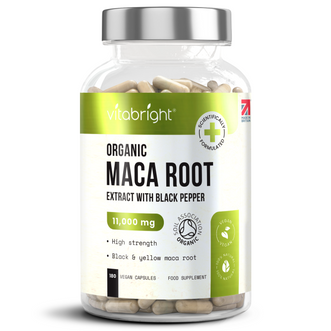 Organic Maca Root 11,000mg with Black Pepper, 180 Vegan Capsules, 3 Month Supply