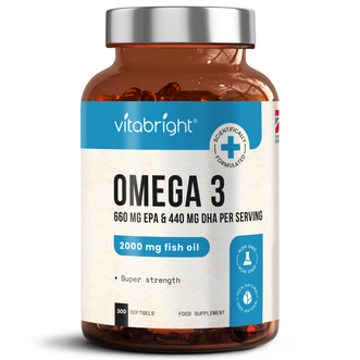 Omega 3, 2000mg Super Strength Fish Oil - 300 Softgels